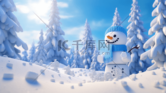 冬季创意雪人雪景插画12