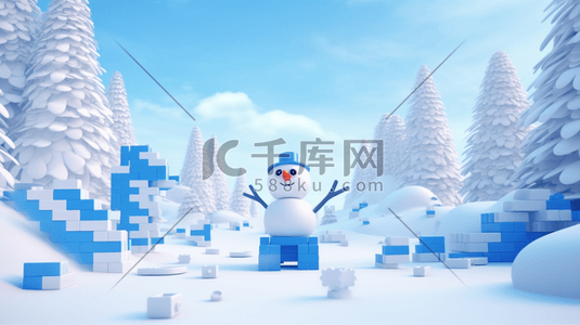 冬季创意雪人雪景插画11