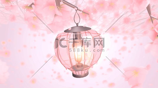 粉色花朵装饰插画图片_粉色装饰中国风灯笼插画6