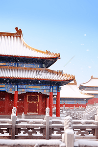 飘图插画图片_建筑冬天雪景故宫摄影图插画图片