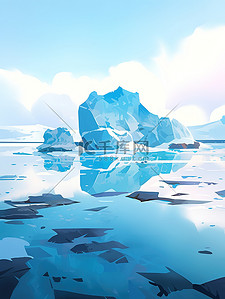 冰岛蓝湖插画图片_冰岛冰川动漫卡通风格18原创插画