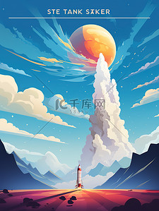 宇宙科技海报插画图片_火箭发射的海报插图14