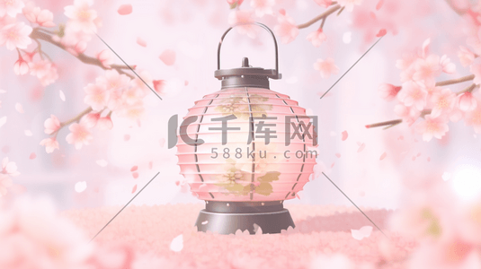 粉色装饰花朵插画图片_粉色装饰中国风灯笼插画16