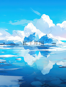 冰岛蓝湖插画图片_冰岛冰川动漫卡通风格20插画素材