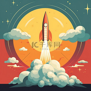 宇宙科技海报插画图片_火箭发射的海报插图12