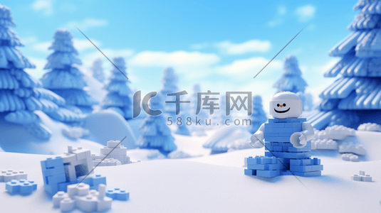 冬季创意雪人雪景插画2