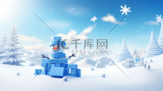 冬季创意雪人雪景插画15