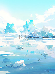 冰岛蓝湖插画图片_冰岛冰川动漫卡通风格7图片