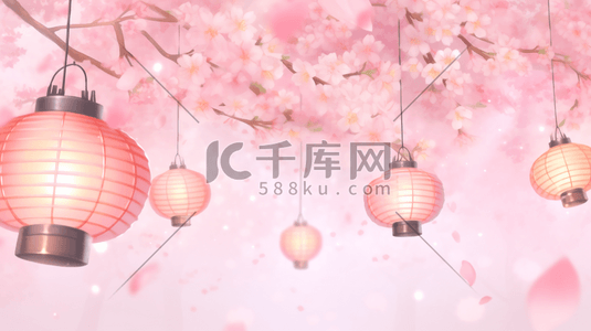 粉色装饰中国风灯笼插画3