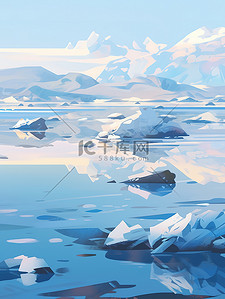 冰岛蓝湖插画图片_冰岛冰川动漫卡通风格9图片