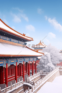 蟹钳肉实物插画图片_摄影图冬天建筑雪景故宫插画素材