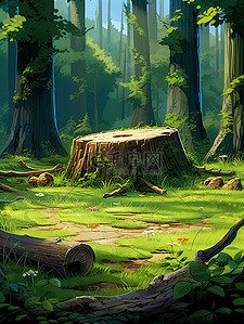 神秘森林插画图片_绿色神秘森林苔藓11矢量插画