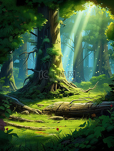 神秘森林插画图片_绿色神秘森林苔藓15插画图片