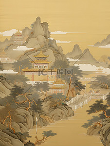 中国山水画插画图片_古风山水画长卷工画笔13图片