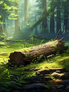 神秘森林插画图片_绿色神秘森林苔藓7插图