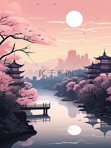 中国风国潮山水画11插画海报