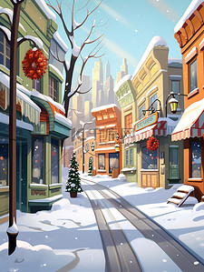 冬天下雪的可爱街景18插图