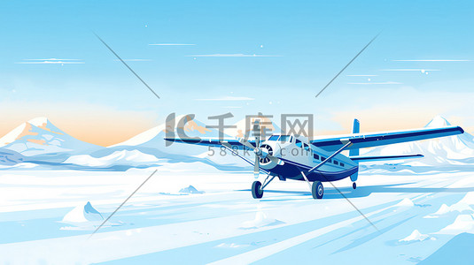 冬天雪地背景插画图片_冬天雪地背景的飞机15插画设计