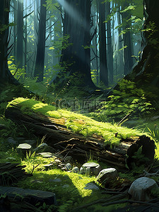 神秘森林插画图片_绿色神秘森林苔藓1素材