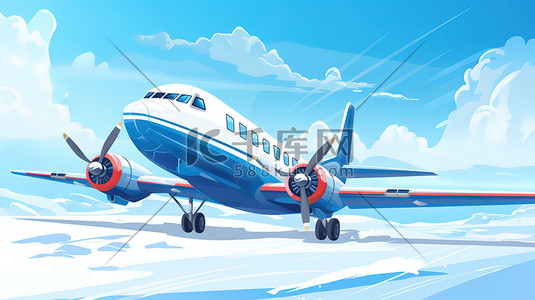 冬天雪地背景插画图片_冬天雪地背景的飞机3插画设计