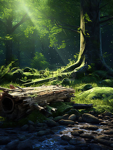 神秘森林插画图片_绿色神秘森林苔藓18插图