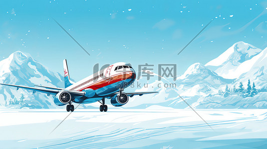 冬天雪地背景的飞机16图片