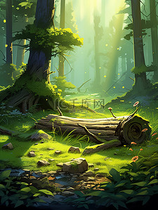神秘森林插画图片_绿色神秘森林苔藓9插图