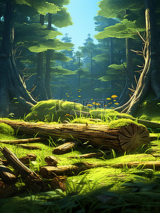 神秘森林插画图片_绿色神秘森林苔藓6图片