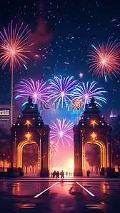 新年城市大门公园社区霓虹灯装饰图片
