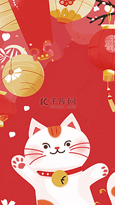 招财猫可爱插画图片_新年喜庆可爱招财猫素材