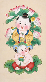 新年民俗年画杨枊青传统年画娃娃插画