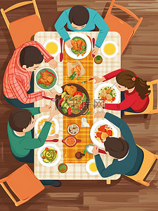 一家人围着桌子吃饭14素材