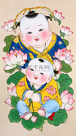 新年民俗年画杨枊青传统年画娃娃素材