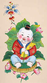 新年民俗年画杨枊青传统年画娃娃插画