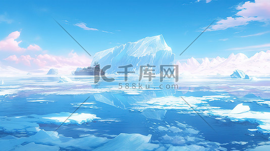 冰川质地插画图片_巨大冰川冰冻雪景插图