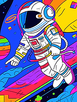 卡通手绘彩色宇航员宇宙星空插画14