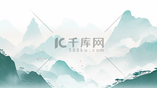中国风群山连绵的山峰插画9