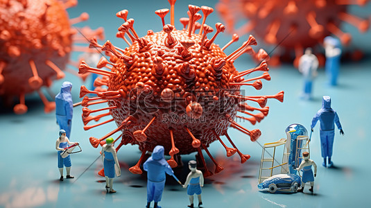 疫苗病毒插画图片_医生和病毒微观创意场景插画设计