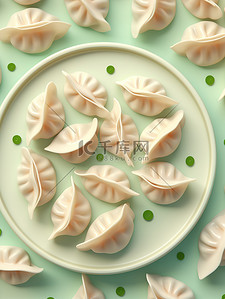 盘子里的食物插画图片_桌子上盘子里的饺子插画海报
