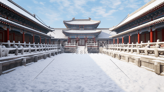 冬季北京故宫风景插画11
