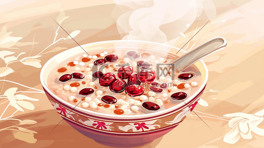 一碗热气腾腾的腊八粥传统美食插画24