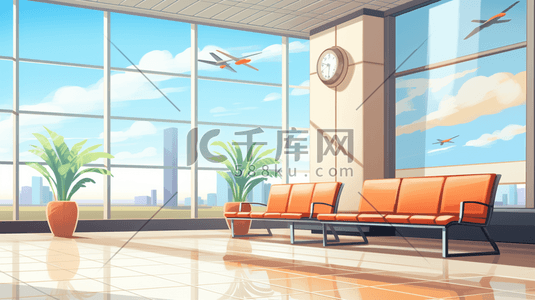 飞机场候机厅插画2