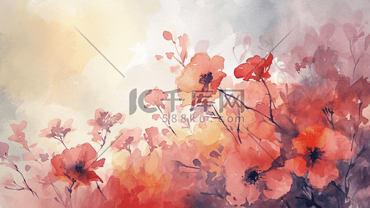 水彩质感晕染插画图片_彩色水彩质感盛开的花朵插画4