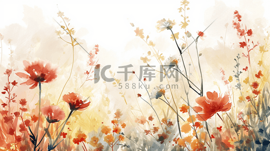纹理质感水彩插画图片_彩色水彩质感盛开的花朵插画1