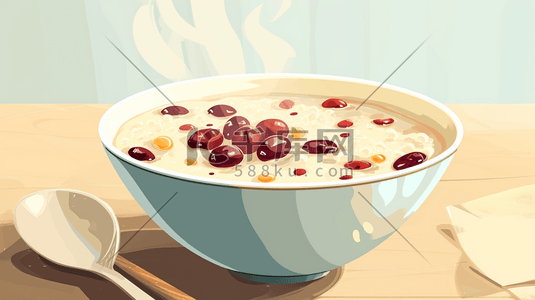 一碗热气腾腾的腊八粥传统美食插画20