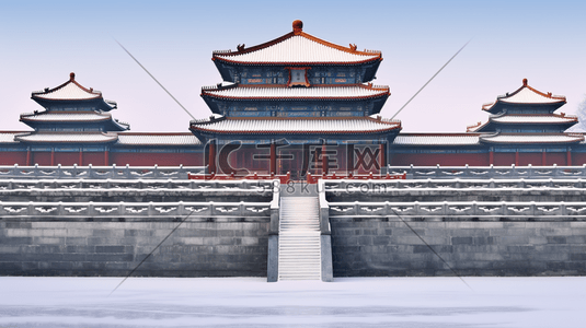 冬季北京故宫风景插画13