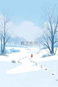 冬天插画雪景唯美手绘海报