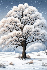 我的五一安排插画图片_冬天树挂唯美插画风景手绘