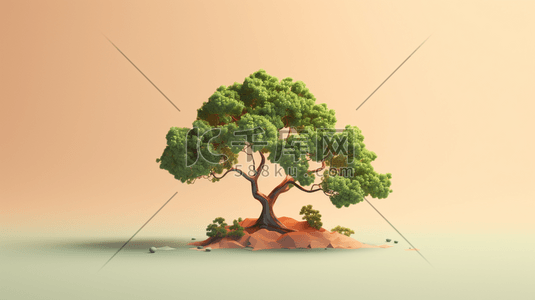扁平风绿色树木保护环境插画1
