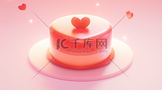 蛋糕平面插画图片_粉红色简约爱心蛋糕插画图